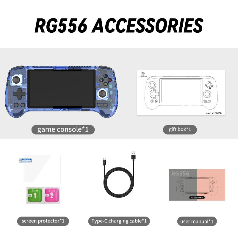 Anbernic RG556 Retro Handheld Game Android 13, with 5.48 inch Touch OLED Screen Built-in 128G Pre-Loaded 4423 Games, Supports DP and WiFi Bluetooth has Hall Rocker Battery 5500mAh - Blue