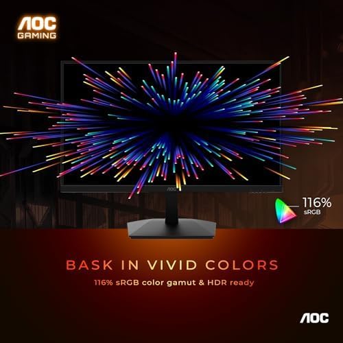 AOC 24G15N 24" Gaming Monitor, Full HD 1920x1080, 180Hz 1ms, 1x HDMI 2.0, 1x Display Port, Adaptive-Sync, 3-Sided Frameless, HDR Ready, Console Gaming Ready