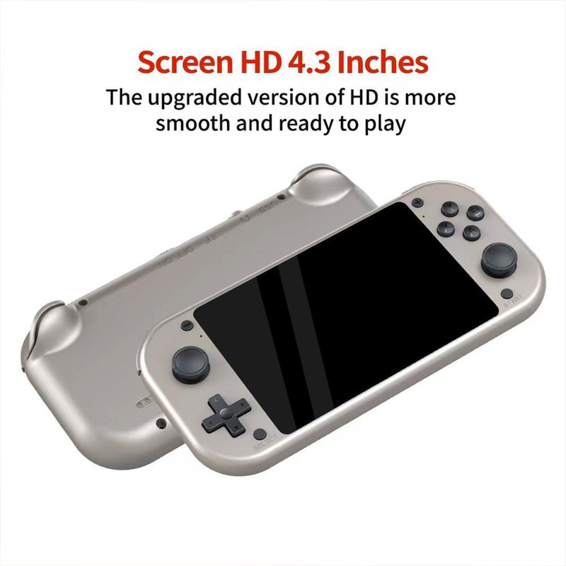 M17 Handheld Game Console Built-in 10000 Games, 4.3-Inch IPS Screen Retro Video Gaming Console Cortex-A7 CPU, Linux/Emelec 4.3 System 3D Joystick - 64GB Silver