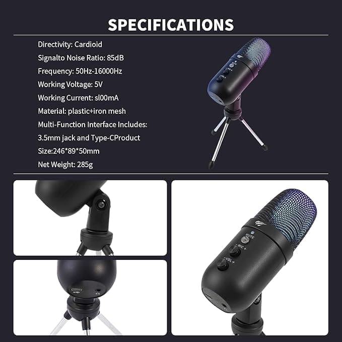 HAVIT GK51 Recording Live Microphone with RGB Lighting