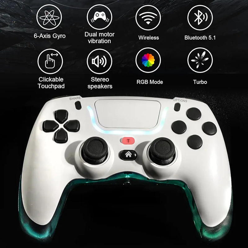 P07 Wireless Controller with Dual Vibration/6-Axis Gyro/RGB Modes/Macro M1,M2/Turbo Boost for PS3/PS4/Nintedno Switch/PC/ Mobile Phones