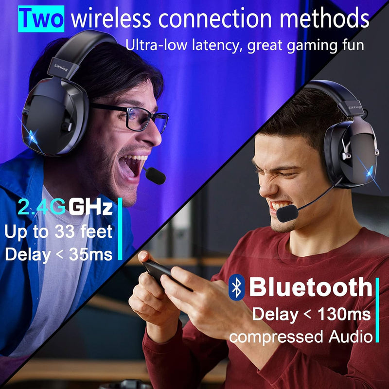 BL100 Pro Wireless Gaming Headset with Noise Cancelling Microphone,Triple Mode, 2.4G+ Bluetooth+ Wired  Gaming Headphones,  Suitable for PC, PS4, PS5, Smart Phone, Mac