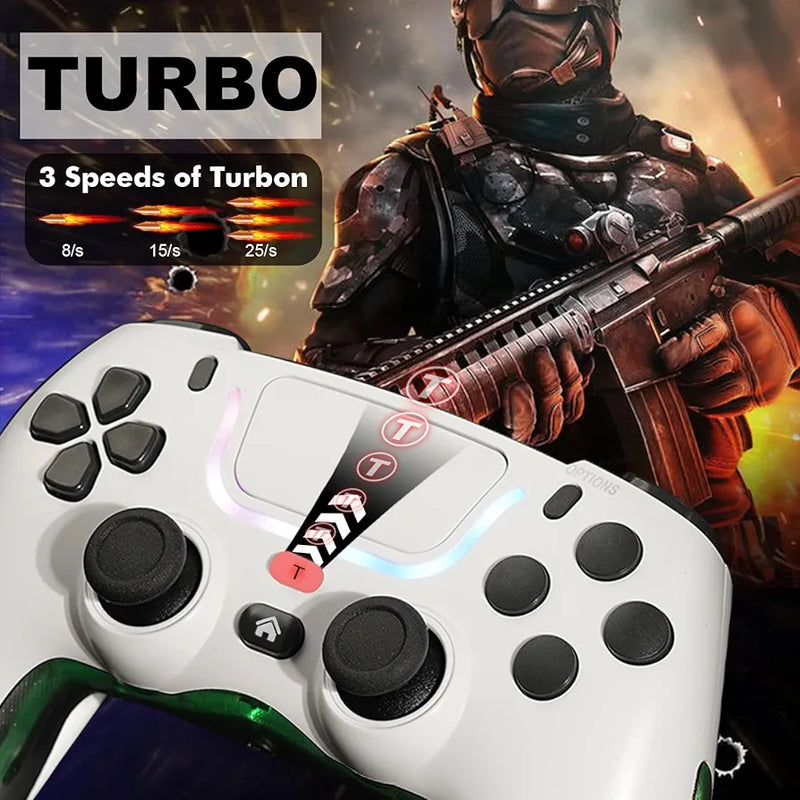 P07 Wireless Controller with Dual Vibration/6-Axis Gyro/RGB Modes/Macro M1,M2/Turbo Boost for PS3/PS4/Nintedno Switch/PC/ Mobile Phones