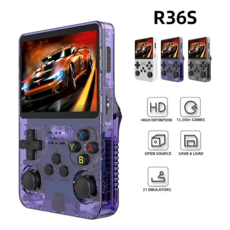 RG36S Video Game Handheld Console, Built-in 64GB TF Card, 3.5 Inch IPS Screen, Retro Linux System, Support 5400+ Classic Games, 2.4G Wireless Gamepad, TV, Monitor Connection