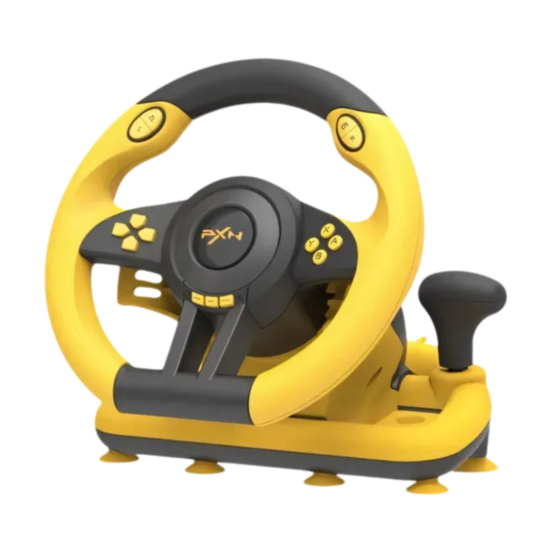 PXN V3 Pro 180 Degree Steering Wheel with Pedals, Vibration Feedback fot for PC, PS3, PS4, Xbox One & Series XS, Nintedno Switch - Yellow