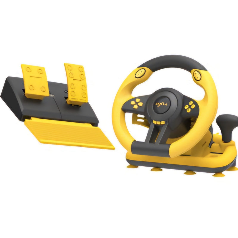 PXN V3 Pro 180 Degree Steering Wheel with Pedals, Vibration Feedback fot for PC, PS3, PS4, Xbox One & Series XS, Nintedno Switch - Yellow