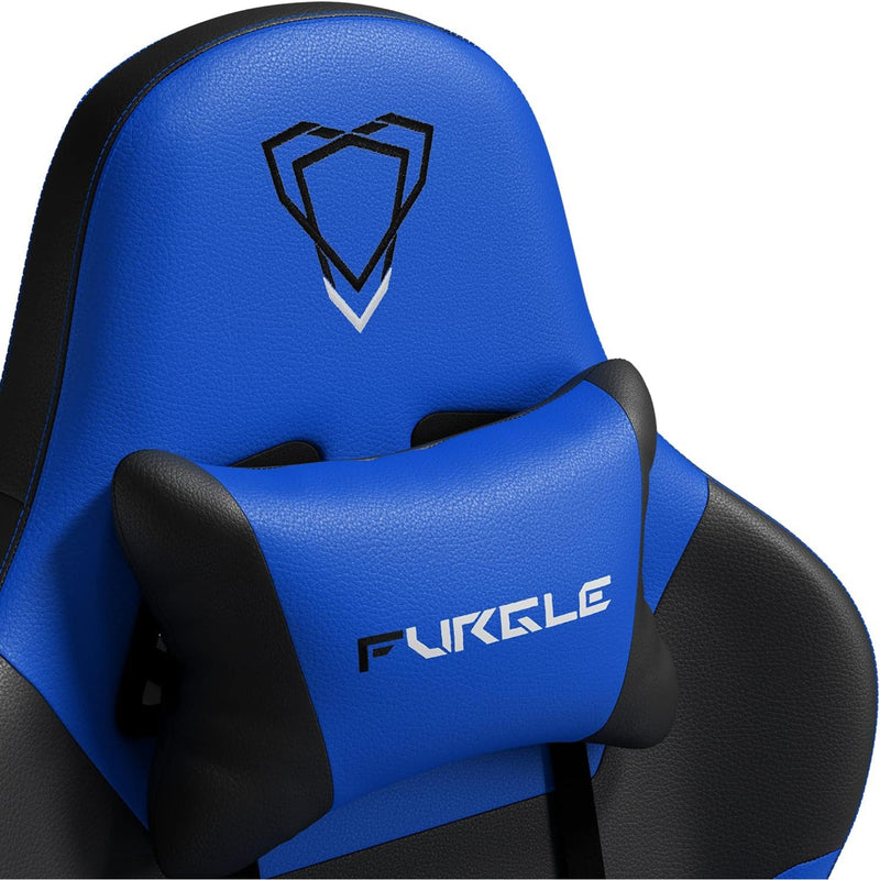 Furgle Gaming Chair, Racing Style High-Back Office Chair with Adjustable Armrests, PU Leather Ergonomic Video Game Chair with Headrest and Lumbar Support, Rocking Mode - Black/Blue