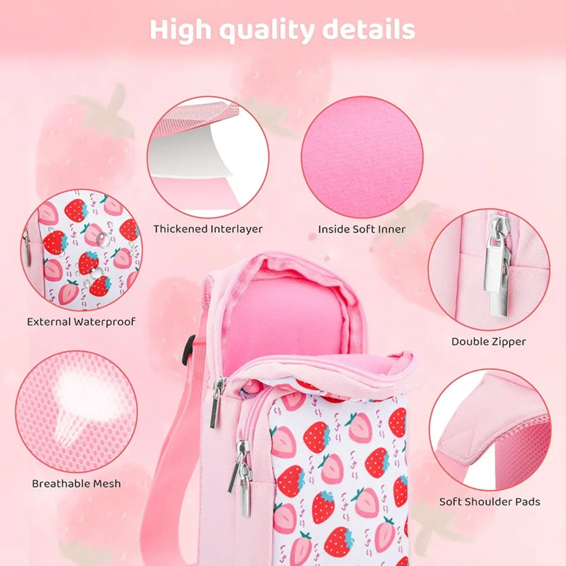 Shoulder Pouch Bag for Nintendo Switch - Pink Strawberry