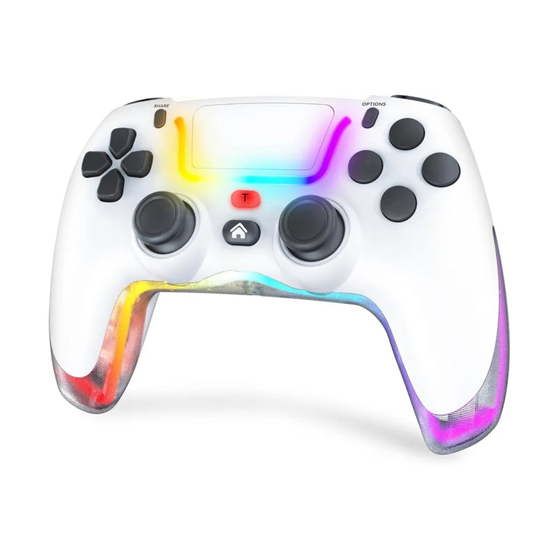 P07 Wireless Controller with Dual Vibration/6-Axis Gyro/RGB Modes/Macro M1,M2/Turbo Boost for PS3/PS4/Nintedno Switch/PC/ Mobile Phones - White