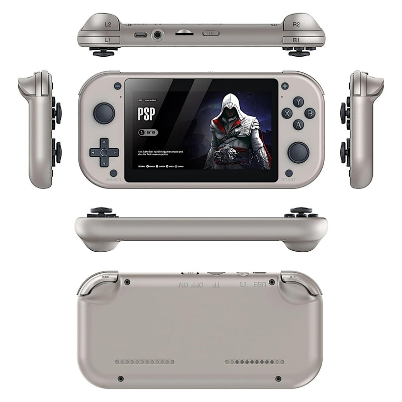 M17 Handheld Game Console Built-in 10000 Games, 4.3-Inch IPS Screen Retro Video Gaming Console Cortex-A7 CPU, Linux/Emelec 4.3 System 3D Joystick - 64GB Silver 