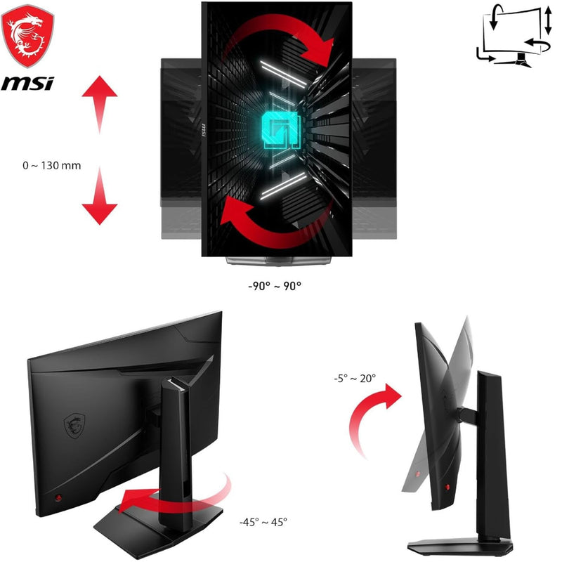 MSI G274QPF E2 27 Inch 2K WQHD Gaming Monitor - 2560 x 1440 Rapid IPS Panel, 180 Hz / 1ms, 119% sRGB Colour Gamut, Display HDR 400, Adjustable Stand