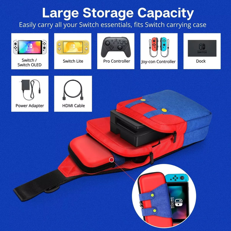 Shoulder Pouch Bag for Nintendo Switch - Mario Red/Blue