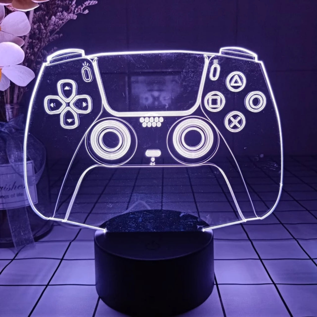 3D LED Lampe Gamer, Playstation, Xbox, Dæmpbar, PC